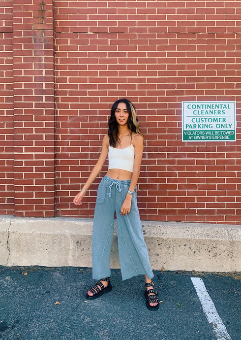 Sun Soaked Lounge Pant// Washed Teal